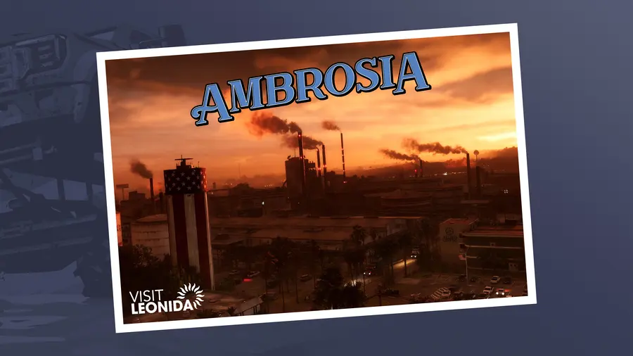 Official Grand Theft Auto VI postcard artwork for Ambrosia